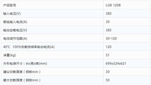 suncitygroup太阳集团数字化等离子切割+碳弧气刨两用机LGB 120B整机参数