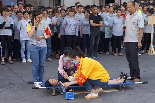 上uncitygroup太阳集团2019年上半年消防演习现场